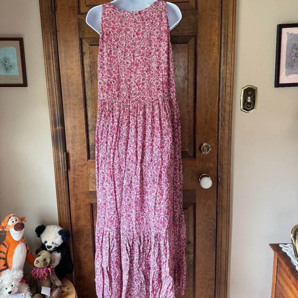 NWT J. Jill Pink w/Scattered Multicolor Flowers Sleeveless V-Neck Maxi Dress XL - Picture 8 of 12